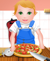 Baby Juliet Cooking Pizza