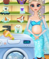 Pregnant Ellie Washing Clothes